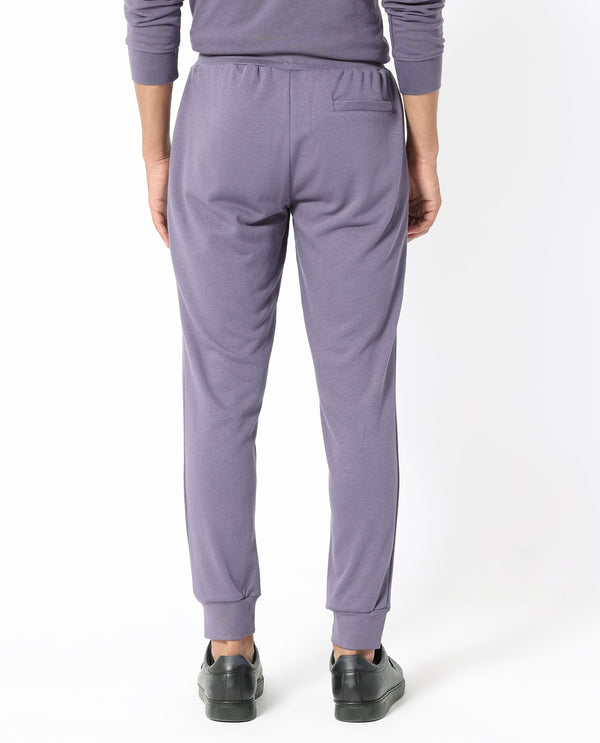Rare Rabbit Mens Yazu Purple Cotton Polyester Fabric Drawstring Closure Regular Fit Mid Rise Trackpant