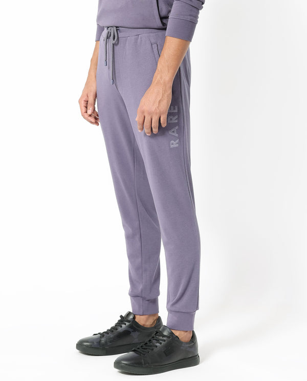 Rare Rabbit Mens Yazu Purple Cotton Polyester Fabric Drawstring Closure Regular Fit Mid Rise Trackpant