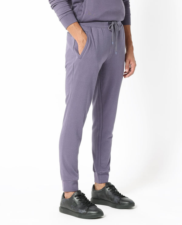 Rare Rabbit Mens Yazu Purple Cotton Polyester Fabric Drawstring Closure Regular Fit Mid Rise Trackpant