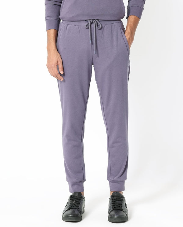Rare Rabbit Mens Yazu Purple Cotton Polyester Fabric Drawstring Closure Regular Fit Mid Rise Trackpant