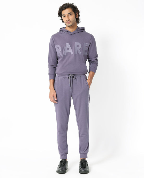 Rare Rabbit Mens Yazu Purple Cotton Polyester Fabric Drawstring Closure Regular Fit Mid Rise Trackpant