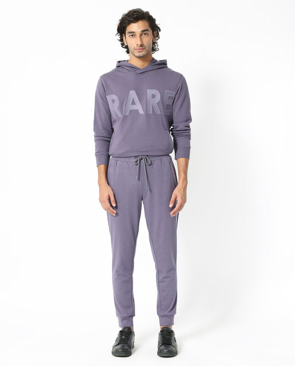 Rare Rabbit Mens Yazu Purple Cotton Polyester Fabric Drawstring Closure Regular Fit Mid Rise Trackpant