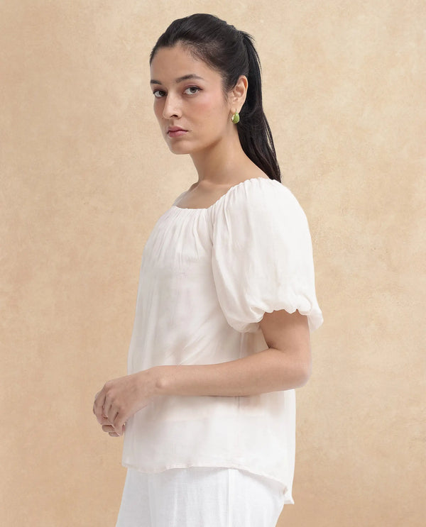 Rareism Womens Yelan Beige Top Short Sleeve Solid