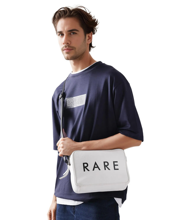Rare Rabbit Men Fobo Navy Cotton Polyester Lycra Fabric Short Sleeve Crew Neck Oversized Fit Monogram Chest Print T-Shirt