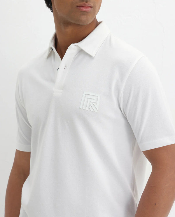Rare Rabbit Men Yobo White Short Sleeve Collared Neck Button Closure Plain Polo