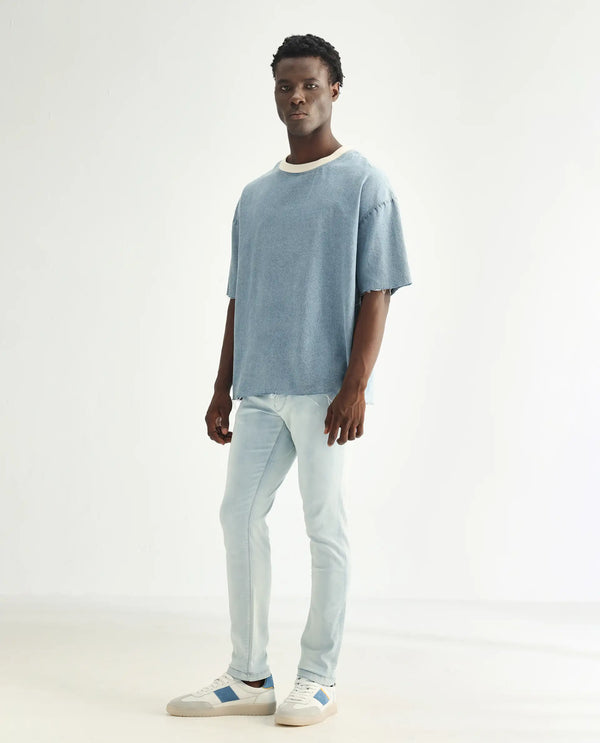 Rare Rabbit Men's Yuto Light Blue Light Wash Mid-Rise Slim Fit Jeans