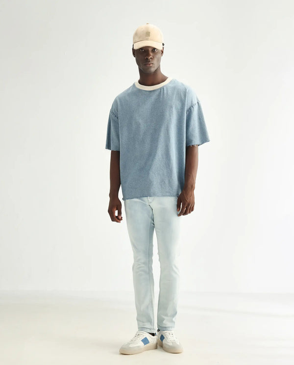 Rare Rabbit Men's Yuto Light Blue Light Wash Mid-Rise Slim Fit Jeans