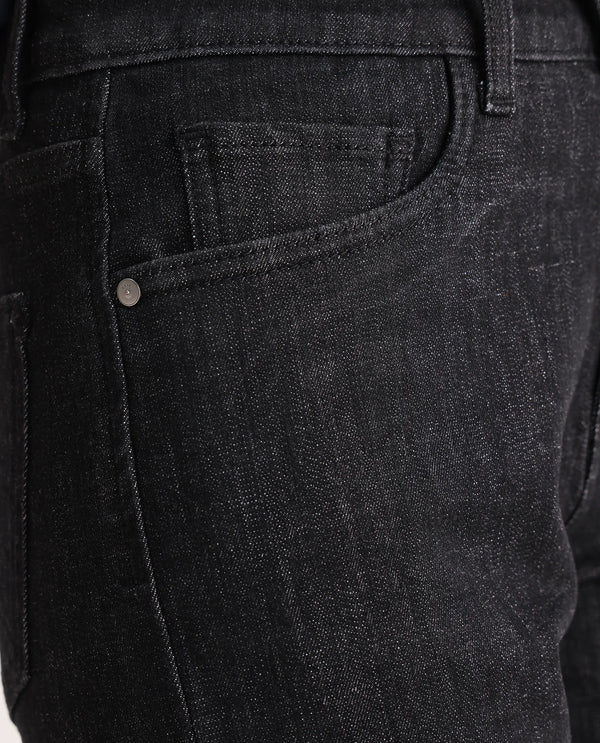 Rareism Women Zaisho Black Cotton Elastane Fabric Solid Regular Length Jeans