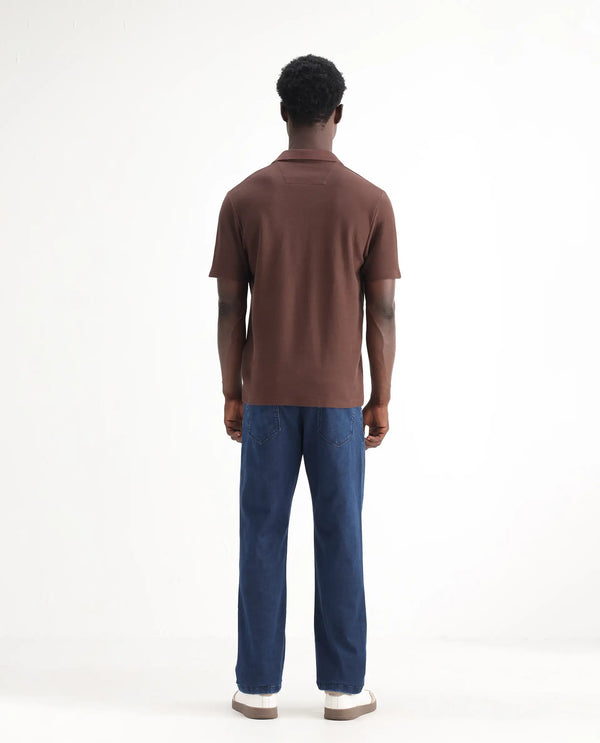 Rare Rabbit Men Zane Dark Blue Cotton Fabric Leni Fit Plain Jeans