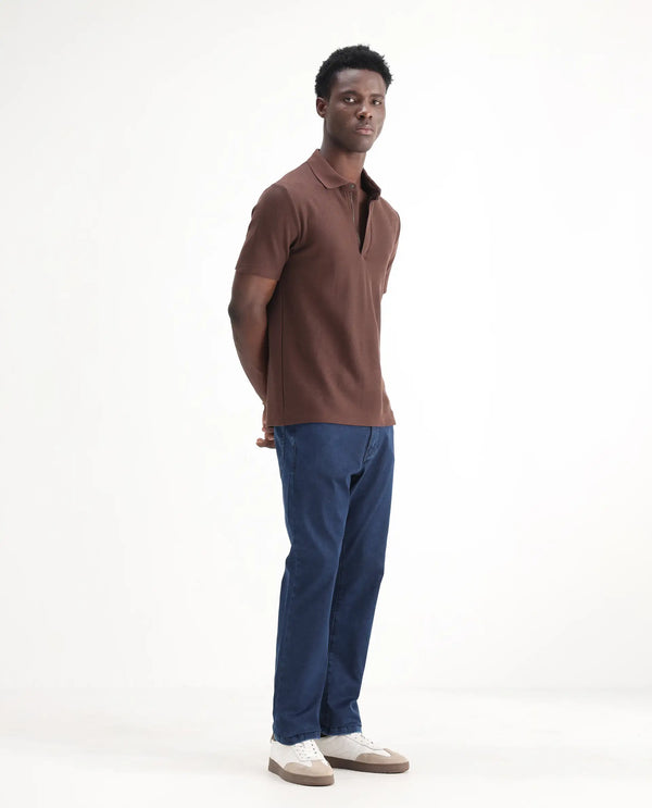 Rare Rabbit Men Zane Dark Blue Cotton Fabric Leni Fit Plain Jeans