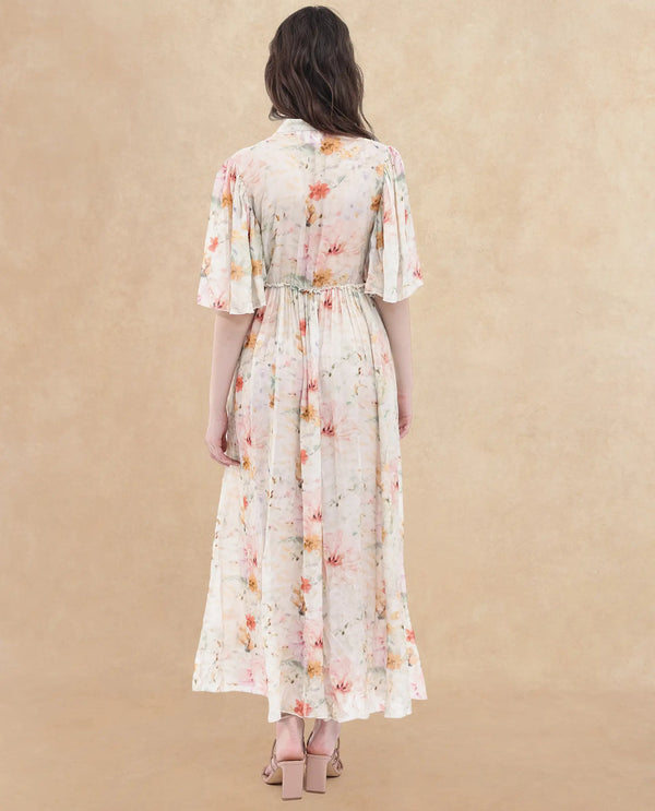 Rareism Womens Zenya Off White Dress Short Sleeve Print