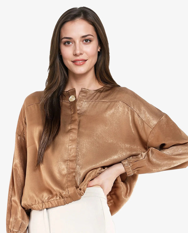 Rareism Women Zerra Yellow Round Neck Button Closure Relaxed Fit Plain Top