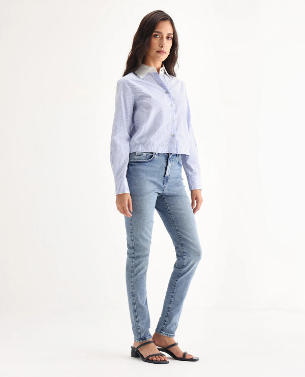 Rareism Women Zingo Light Blue Cotton Blend Fabric Plain Jeans