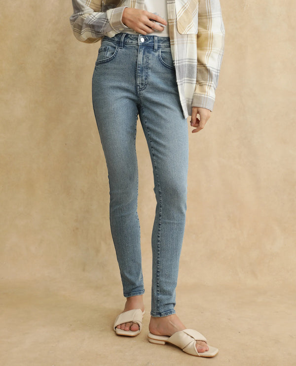 Rareism Women Zingo Light Blue Cotton Blend Fabric Plain Jeans