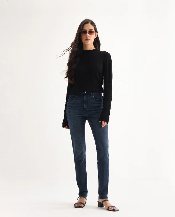 Rareism Women Zinko Dark Blue  Denim Pant