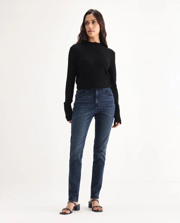 Rareism Women Zinko Dark Blue  Denim Pant