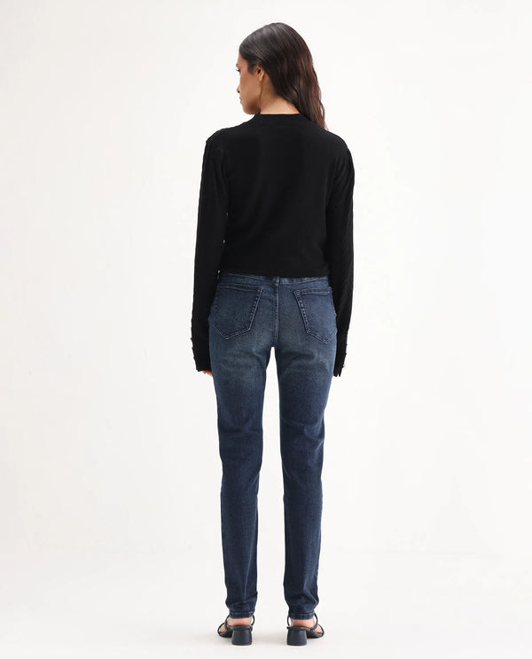 Rareism Women Zinko Dark Blue  Denim Pant