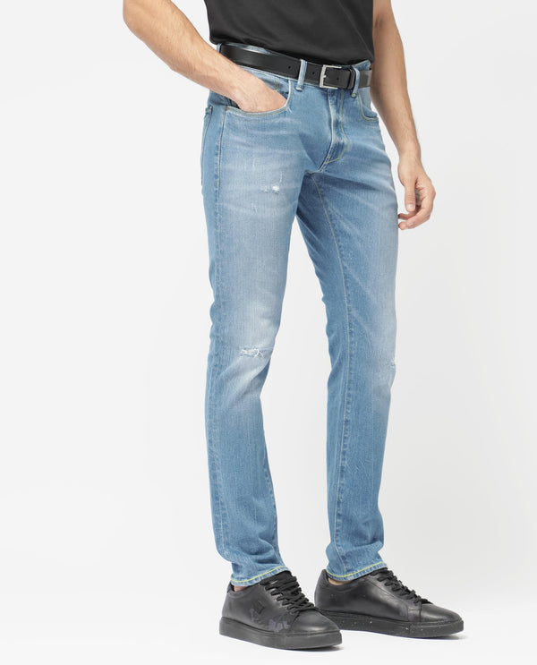 Rare Rabbit Mens Zinon Blue Cotton Elastane Fabric Solid Slim Fit Jeans