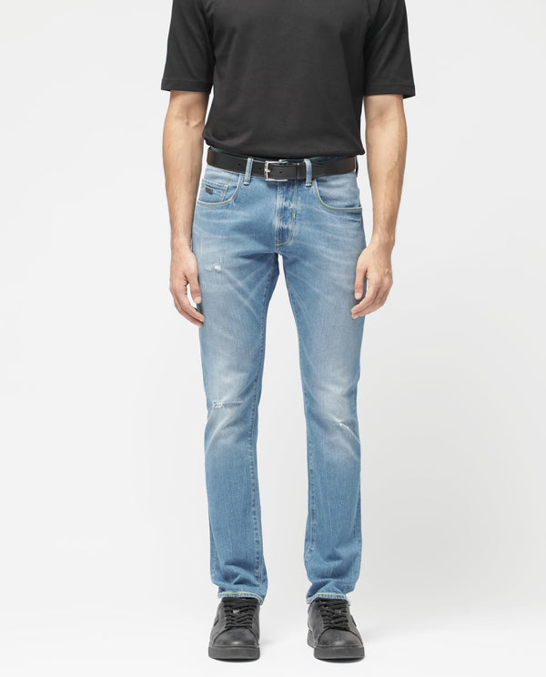 Rare Rabbit Mens Zinon Blue Cotton Elastane Fabric Solid Slim Fit Jeans