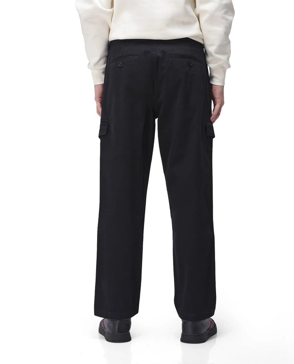 Rare Rabbit Men's Zipo Black Cotton Fabric Mid Rise Regular Fit Solid Cargo Trouser