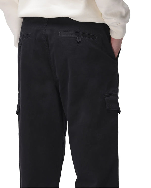 Rare Rabbit Men's Zipo Black Cotton Fabric Mid Rise Regular Fit Solid Cargo Trouser