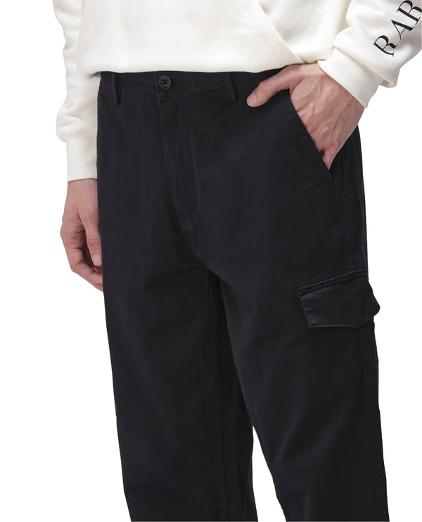 Rare Rabbit Men's Zipo Black Cotton Fabric Mid Rise Regular Fit Solid Cargo Trouser