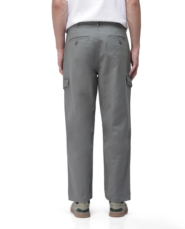 Rare Rabbit Men's Zipo Dusky Green Cotton Fabric Mid Rise Regular Fit Solid Cargo Trouser