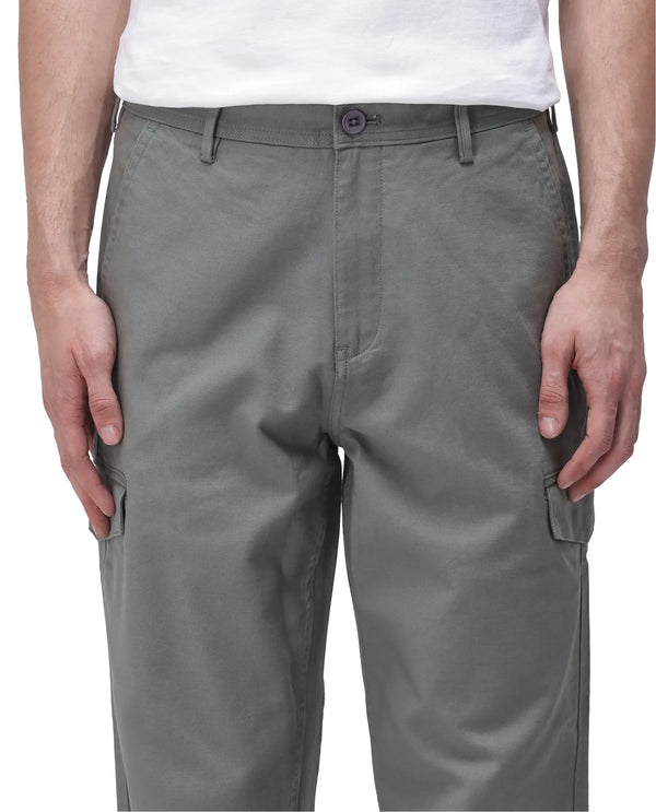 Rare Rabbit Men's Zipo Dusky Green Cotton Fabric Mid Rise Regular Fit Solid Cargo Trouser