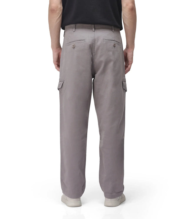 Rare Rabbit Men's Zipo Dark Grey Cotton Fabric Mid Rise Regular Fit Solid Cargo Trouser
