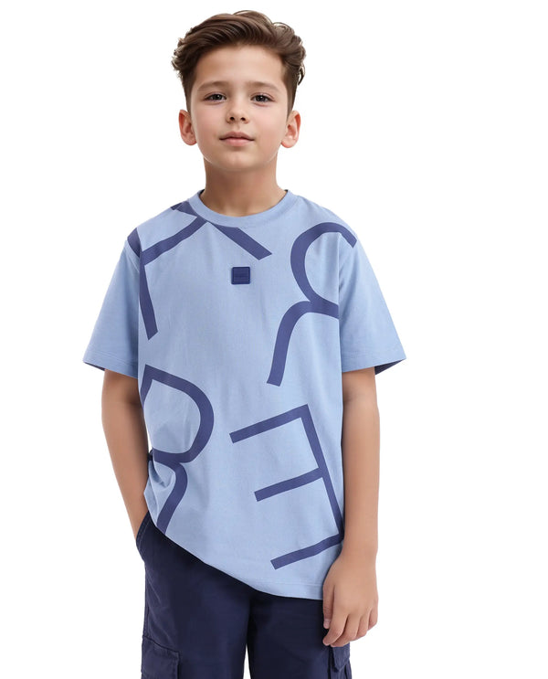 Rare Ones Kids Zon Dusky Blue Cotton Short Sleeve Crew Neck Pigment Print T-Shirt