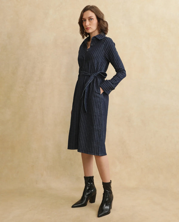 Rareism Women Zrum Dark Blue Full Sleeve Dress