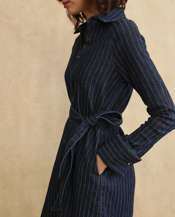 Rareism Women Zrum Dark Blue Full Sleeve Dress