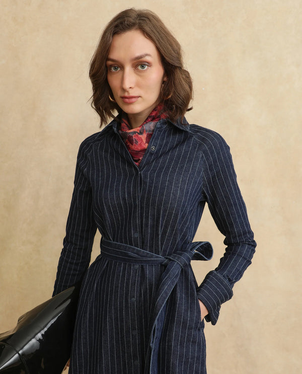 Rareism Women Zrum Dark Blue Full Sleeve Dress