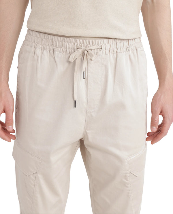 Rare Rabbit Men's Zudi Beige Cotton Fabric Drawstring Closure Regular Fit Cargo Style Trouser