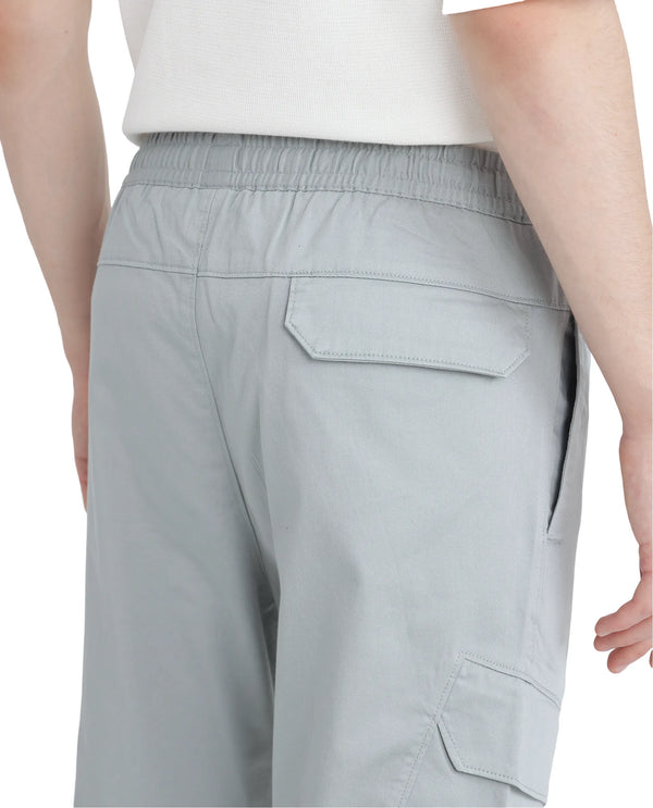 Rare Rabbit Men's Zudi Pastel Blue Cotton Fabric Drawstring Closure Regular Fit Cargo Style Trouser