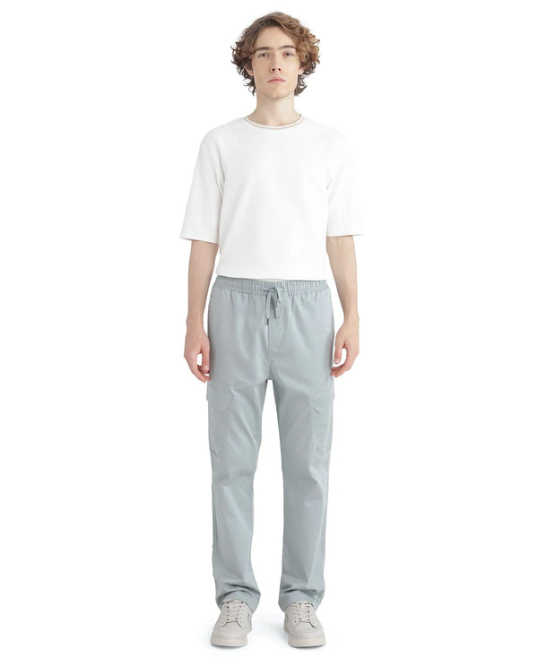 Rare Rabbit Men's Zudi Pastel Blue Cotton Fabric Drawstring Closure Regular Fit Cargo Style Trouser