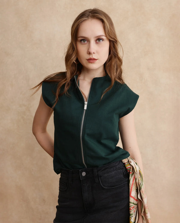 Rareism Women Zuria Primary Green Full Sleeve Sweatshirt