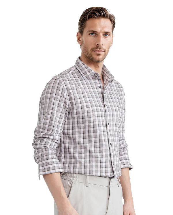 Rare Rabbit Men Zylot Pink Cotton Fabric Full Sleeve Regular Collared Button Closure Melange Checked Shirt