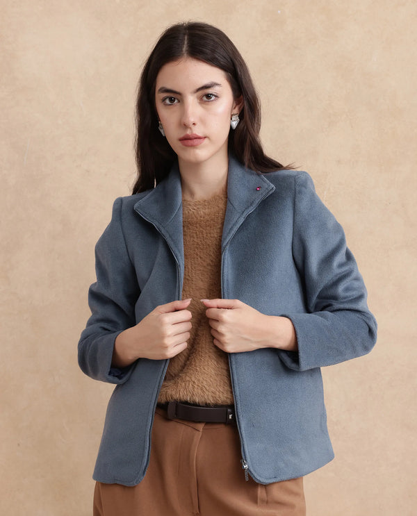 Rareism Women Zympi Dusky Blue Plain Jacket