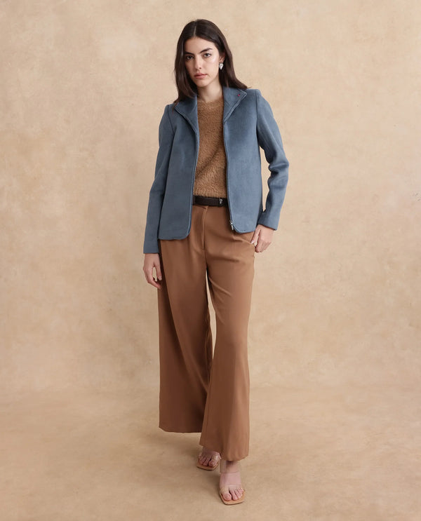 Rareism Women Zympi Dusky Blue Plain Jacket