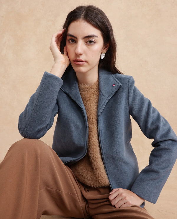 Rareism Women Zympi Dusky Blue Plain Jacket