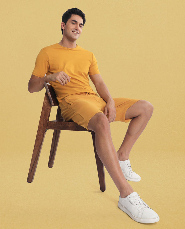 Rare Rabbit Men's Abbys French Mustard Plain Shorts