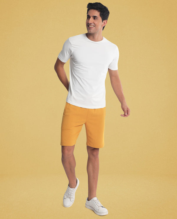 Rare Rabbit Men's Abbys French Mustard Plain Shorts