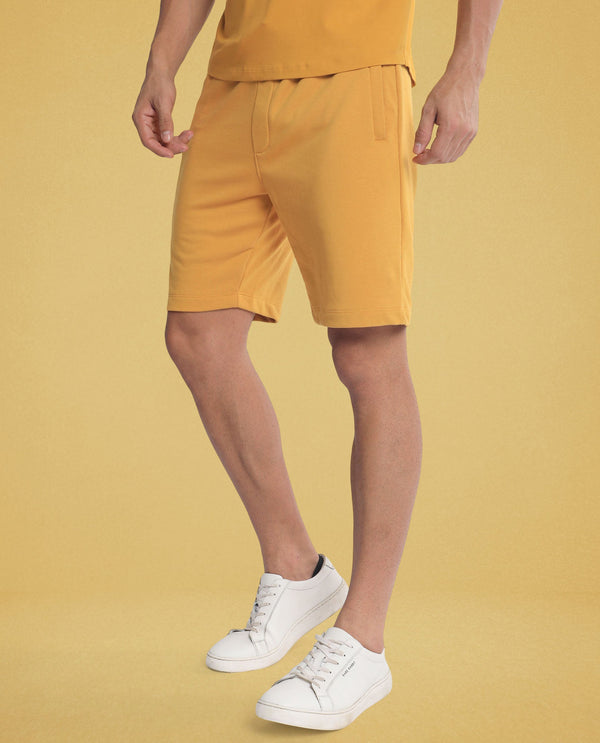 Rare Rabbit Men's Abbys French Mustard Plain Shorts