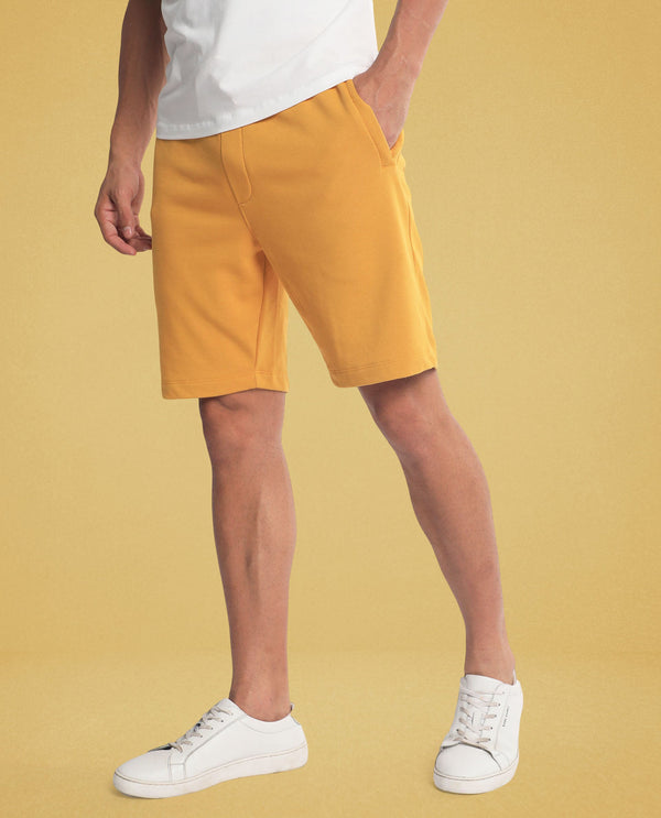 Rare Rabbit Men's Abbys French Mustard Plain Shorts
