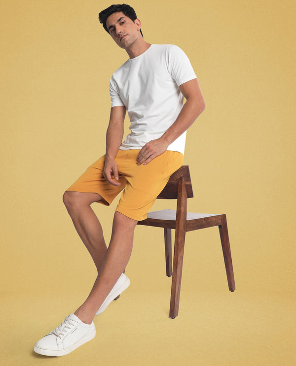 Rare Rabbit Men's Abbys French Mustard Plain Shorts