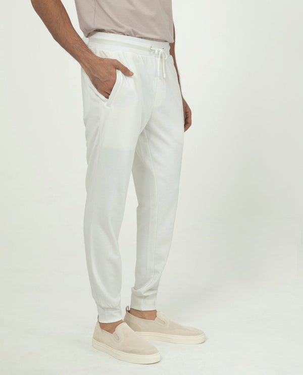 Rare Rabbit Men's Akagi Off White Cotton Polyester Fabric Drawstring Closure Regular Fit Mid Rise Trackpant