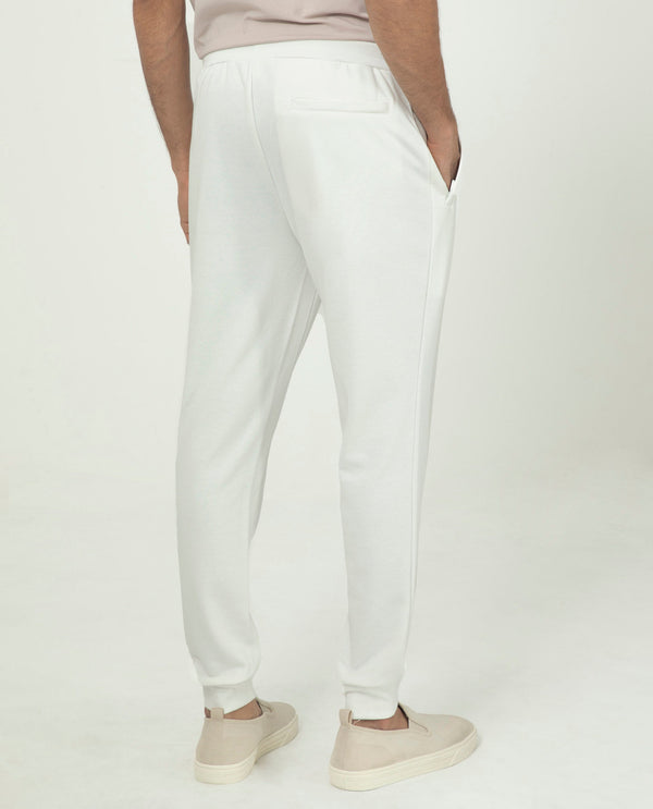 Rare Rabbit Men's Akagi Off White Cotton Polyester Fabric Drawstring Closure Regular Fit Mid Rise Trackpant