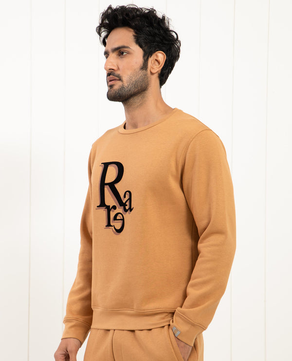 Rare Rabbit Mens Argyll Mustard Cotton Polyester Fabric Full Sleeves Graphic Print Knitted Sweatshirt