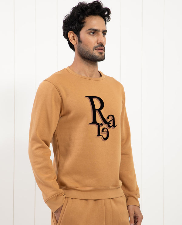 Rare Rabbit Mens Argyll Mustard Cotton Polyester Fabric Full Sleeves Graphic Print Knitted Sweatshirt